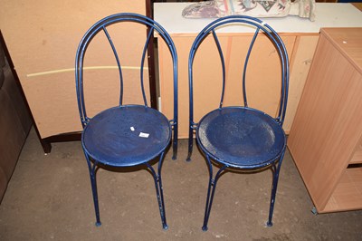 Lot 725 - A pair of blue painted outside chairs