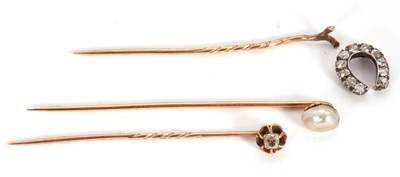Lot 79 - Three stick pins: to include an unmarked...
