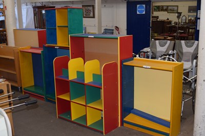 Lot 757 - Six painted shelving and storage units