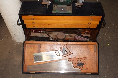 Lot 758 - A black painted tool cabinet with tools