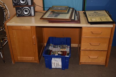 Lot 761 - A modern pedestal desk with three drawers and...
