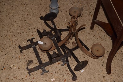 Lot 266 - A three branch cast iron ceiling light...