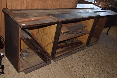 Lot 270 - Bookshelf/cabinet with gothic styled doors -...