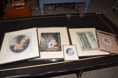 Lot 297 - Five coloured engravings including a view of...