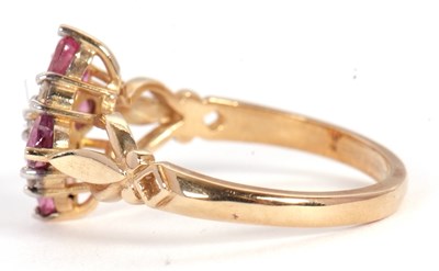 Lot 68 - A 9ct diamond and pink stone ring, with a...