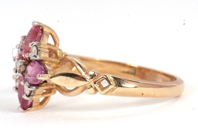Lot 68 - A 9ct diamond and pink stone ring, with a...