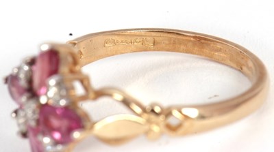 Lot 68 - A 9ct diamond and pink stone ring, with a...