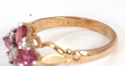 Lot 68 - A 9ct diamond and pink stone ring, with a...
