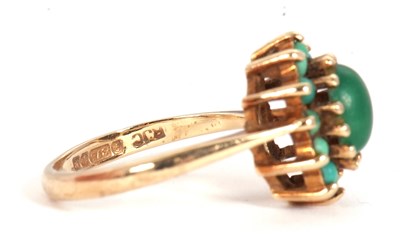 Lot 69 - A 9ct turquoise cluster ring, with a central...