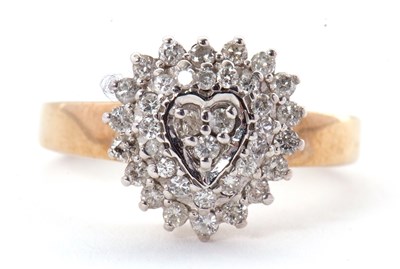 Lot 35 - A 9ct diamond ring, the heart shape ring set...