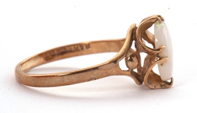 Lot 39 - A 9ct opal ring, the oval opal cabochon, claw...