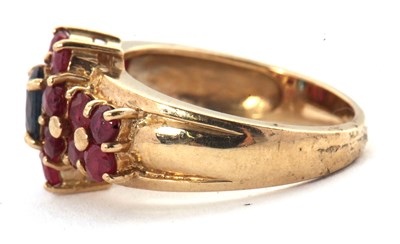 Lot 40 - A 9ct ruby and sapphire ring, set with an oval...