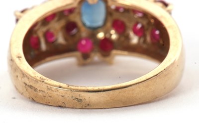 Lot 40 - A 9ct ruby and sapphire ring, set with an oval...