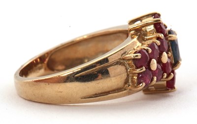 Lot 40 - A 9ct ruby and sapphire ring, set with an oval...