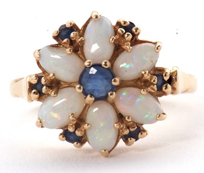 Lot 41 - A 14ct opal and sapphire ring, set with a...