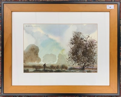 Lot 36 - Jim Spencer (British), Lone angler on the...