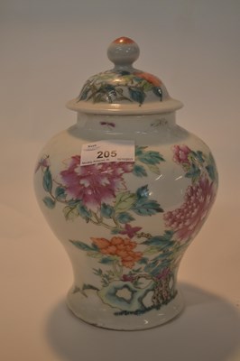 Lot 205 - A Chinese porcelain famille rose jar and cover,...