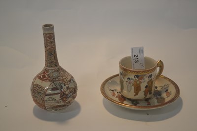 Lot 213 - A Satsuma ware cup and saucer with Japanese...