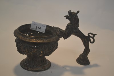 Lot 214 - A Chinese bronze censer with mythical dragon...