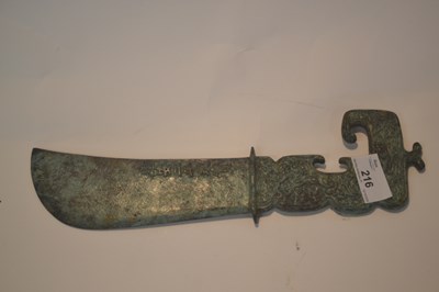 Lot 216 - A Chinese ceremonial knife with Chinese...