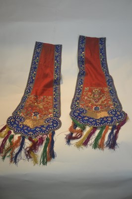 Lot 239 - Two Chinese embroideries including gilt...