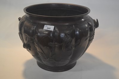 Lot 242 - A large Japanese bronze jardiniere of lobed...