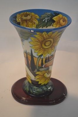 Lot 262 - A Moorcroft vase by Sian Leeper of trumpet...