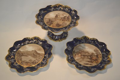Lot 280 - Two 19th Century plates with gilt and blue...