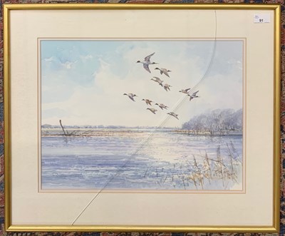 Lot 91 - Jason Partner (1922-2005) Ducks alighting over...
