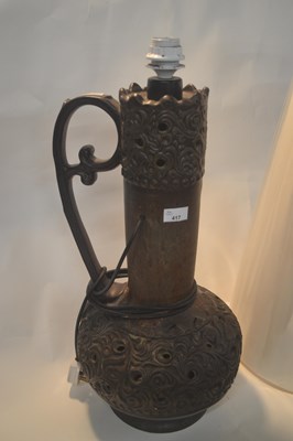 Lot 417 - Mid Century pottery table lamp likely German,...