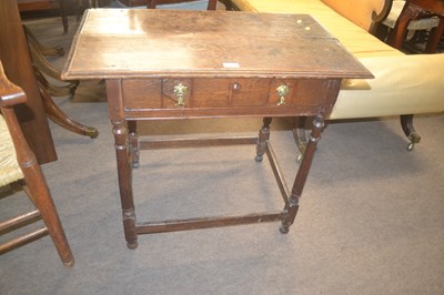 Lot 426 - An 18th Century oak single drawer side table...