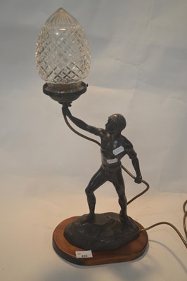 Lot 432 - An unusual hollow bronzed metal figural table...