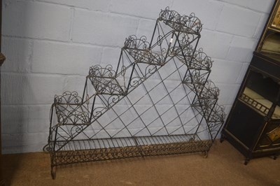 Lot 443 - A Victorian black painted wire work plant...