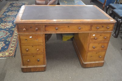 Lot 453 - A Victorian oak twin pedestal office desk...