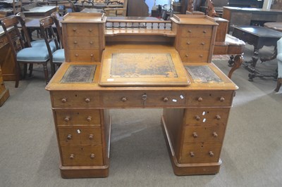 Lot 469 - A Victorian oak twin pedestal office desk, the...