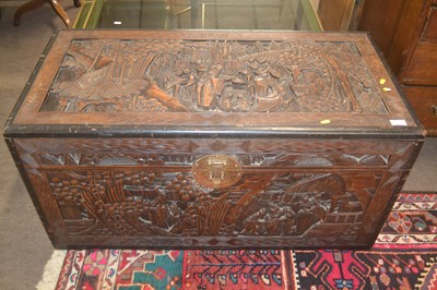 Lot 471 - 20th Century Chinese camphor wood chest with...