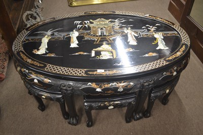 Lot 496 - A modern Chinese black lacquered nest of...