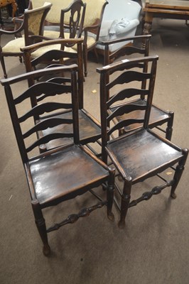 Lot 504 - A set of four 19th Century elm seated ladder...