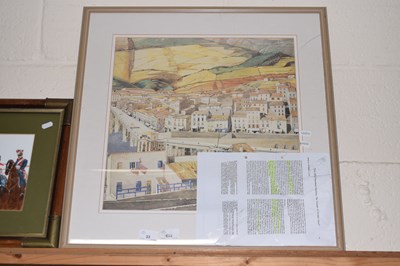 Lot 33 - Framed view of a coastal town