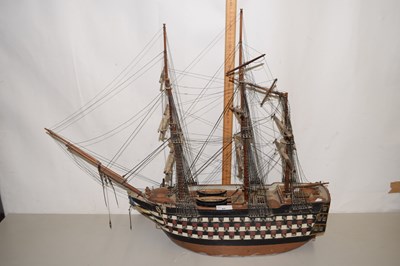 Lot 43 - Scratch built model of a three masted warship