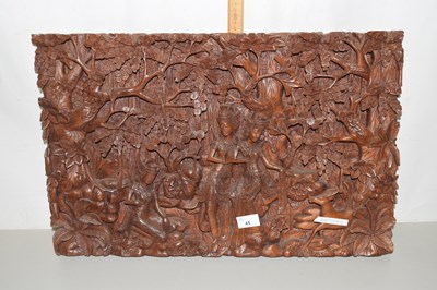 Lot 45 - A 20th Century carved Far Eastern hardwood panel