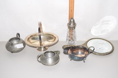 Lot 3 - Pewter milk jug and sugar bowl together with...
