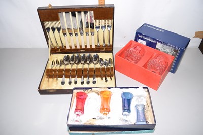 Lot 6 - Two boxed cut glass brandy glasses, a vintage...