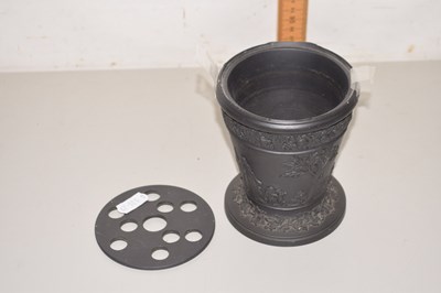 Lot 49 - A Wedgwood Black Basalt vase and pot pourri cover