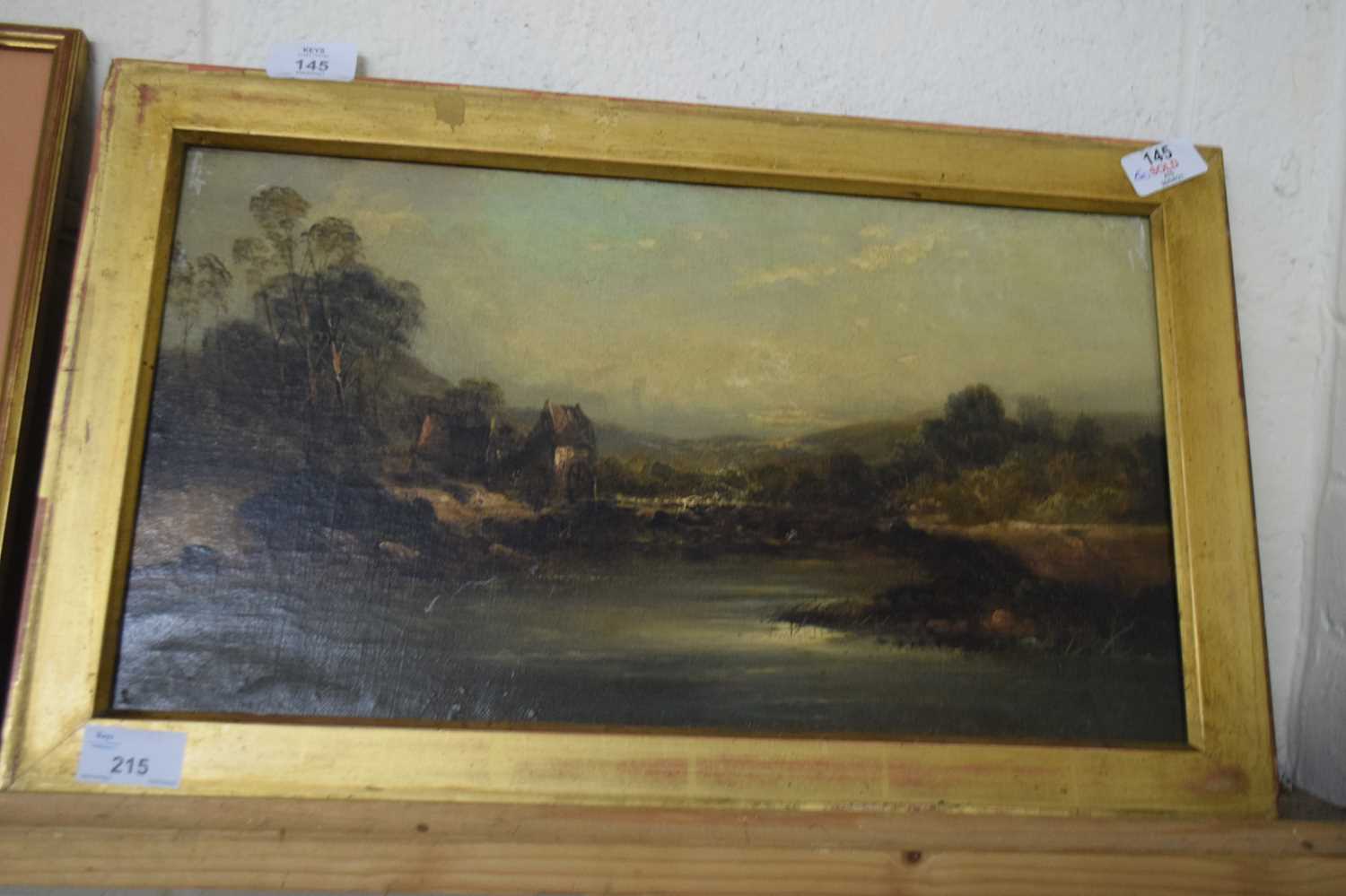 Lot 215 - English School, indistinctly signed Oil, River...