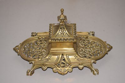 Lot 63 - A brass desk stand