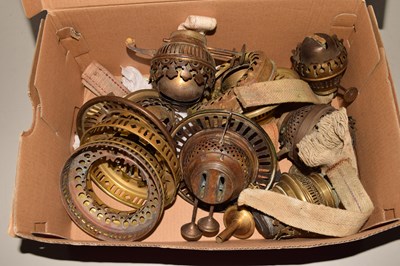 Lot 64 - Box of various oil lamp fittings