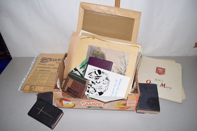 Lot 84 - A box of various ephemera to include vintage...