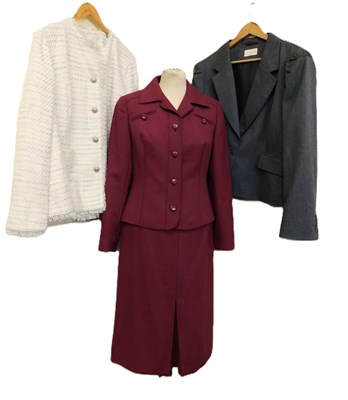 Lot 37 - A raspberry two piece suit by Windsmoor, size...