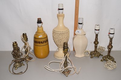 Lot 166 - Collection of brass and ceramic table lamps